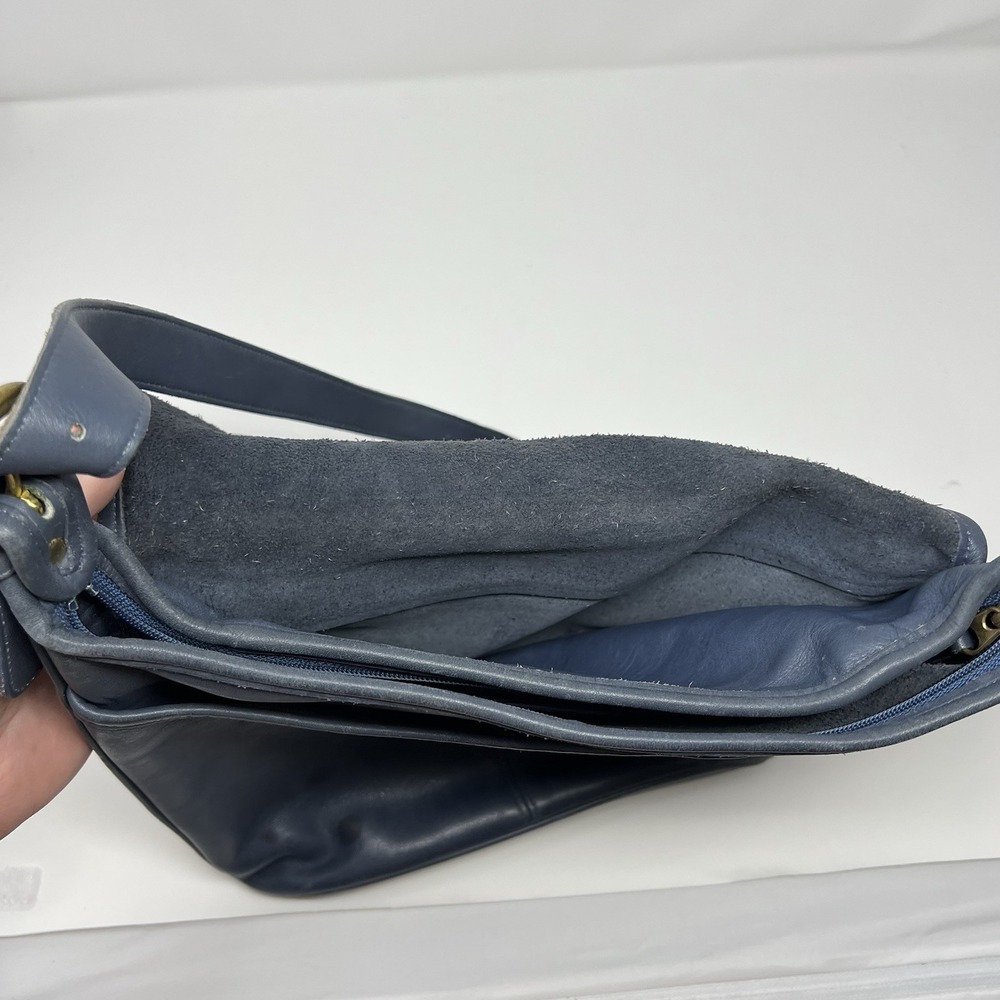 Vintage Coach 4115 Whitney Flap Crossbody Shoulder Bag Blue Leather Brass USA - Picture 11 of 16